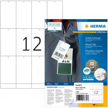 Robuste Etiketten HERMA A4 52,5x93,5 mm weiß Papier nicht haftend 1200 Stück