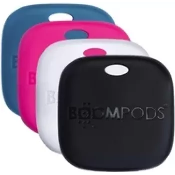 Wiederaufladbare Tags Boompods Boomtag Rechargeable 4er — Set mit 4 Stück in Schwarz, Blau, Weiß, Pink