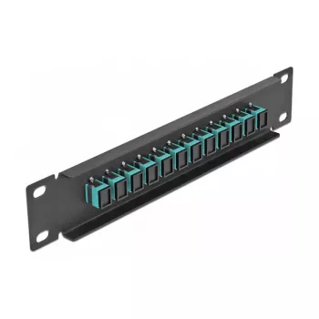 Glasfaser-Patchpanel DeLOCK 10 Zoll 12 Port SC Simplex aqua 1U schwarz