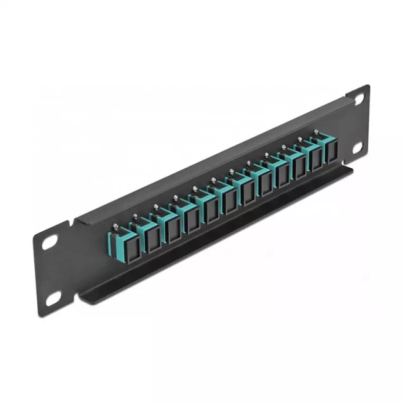 Glasfaser-Patchpanel DeLOCK 10 Zoll 12 Port SC Simplex aqua 1U schwarz