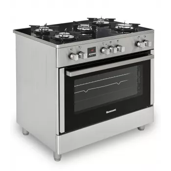 Freistehender Gas-Elektro-Herd Ravanson KWGE-K90, 5 Kochzonen, 90 cm, inox