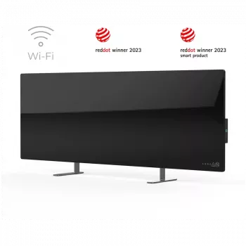 AENO Premium Eco Smart Heater, 700W, Gehärtetes Glas, Infrarot-+Konvektionsheizung, Steckertyp: Europa (E/F-Typ), SCHWARZ