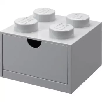 LEGO Schreibtischschublade 4, Aufbewahrungsbox Grau, Noppen