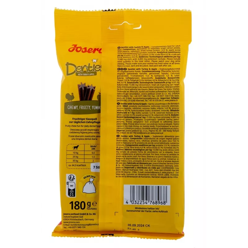 JOSERA Denties Truthahn mit Apfel - Hundesnack - 180g