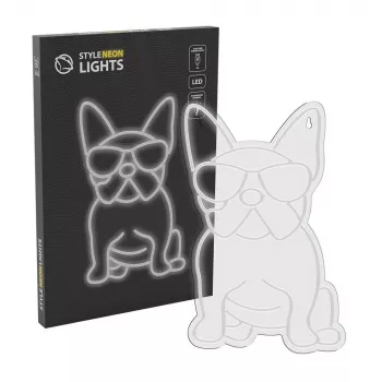 Neonlicht MANTA Manta SNL66WH French Bulldog White — dekoratives LED-Neonschild in Form eines Französischen Bulldoggen