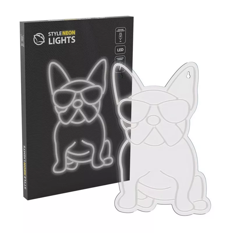 Neonlicht MANTA Manta SNL66WH French Bulldog White — dekoratives LED-Neonschild in Form eines Französischen Bulldoggen