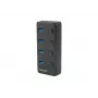 USB-Hub NATEC MANTIS USB 2.0 Type-B — 4x USB 3.2 Gen 1 Type-A Anschlüsse, schwarz, 0,8 m Kabel, Netzteil, Netzschalter