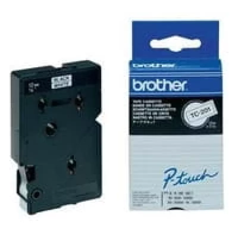 Brother Gloss Laminated Labelling Tape - 12mm, Schwarz/Weiß, 10-pk Etikettierband TC