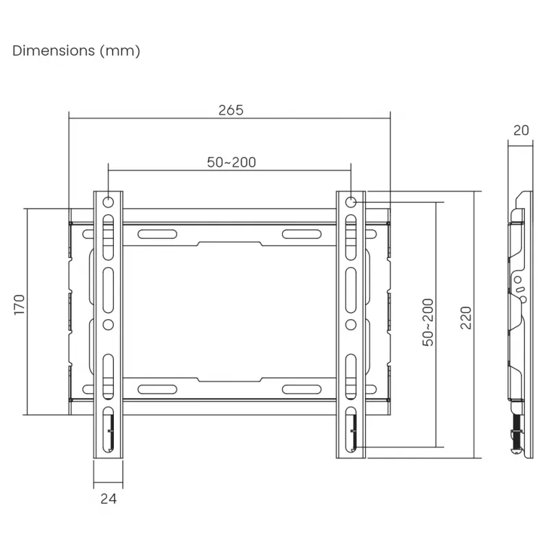 SBOX PLB-2222F-2 TV-Wandhalterung für 23–43 kg, 200x200 VESA