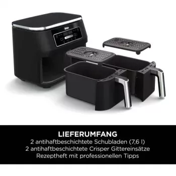 Ninja AF200EU Fritteuse Doppel 7,6 L Stand-alone 2400 W Heißluftfritteuse Schwarz
