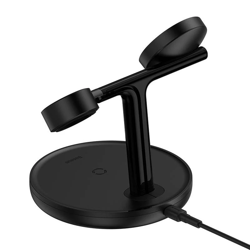 Baseus Swan 3-in-1 kabellose magnetische Ladestation 20W Schwarz Universalversion (inklusive: USB Typ-C 3A 1m)