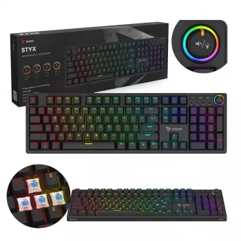 Mechanische Gaming-Tastatur SAVIO STYX Outemu Blue Hot-Swap RGB USB QWERTY US International Schwarz 104 Tasten Full-Size