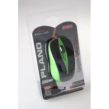 Wired Optical Maus 800dpi Schwarz & green MT1091G