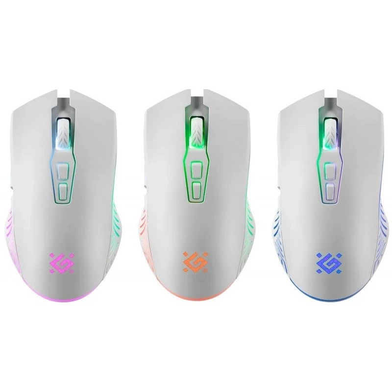 Kabellose Gaming-Maus DEFENDER Pandora White – beidhändig, 3200 DPI, 6 Tasten, programmierbar, optisch, USB