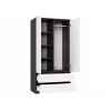 Kleiderschrank top e shop MALWA SS-90, 90×180×50 cm, anthrazitfarbener Rahmen, weiße Drehtüren, 2 Schubladen, Laminat 16 mm