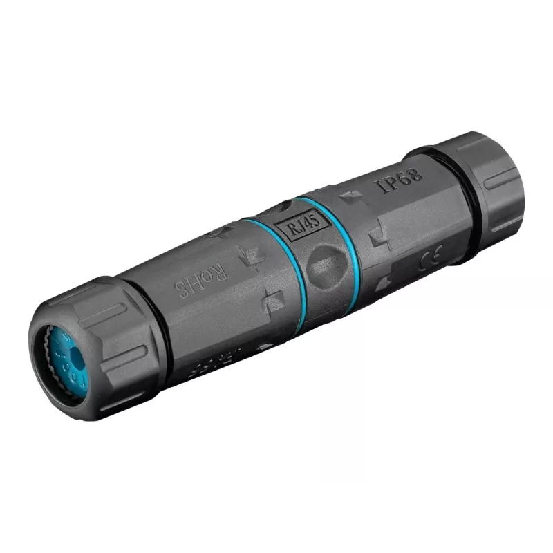 Goobay Outdoor (IP68) Netzwerkkabelverbinder, CAT 6A Ungeschirmt, UTP – staubdicht und wasserdicht, Anschlussleiste für LSA-Montage (werkzeugfrei) (44416)