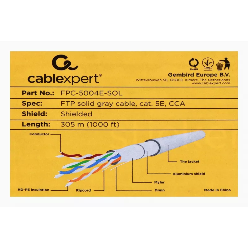 Gembird Cat5e, 305m Netzwerkkabel Grau