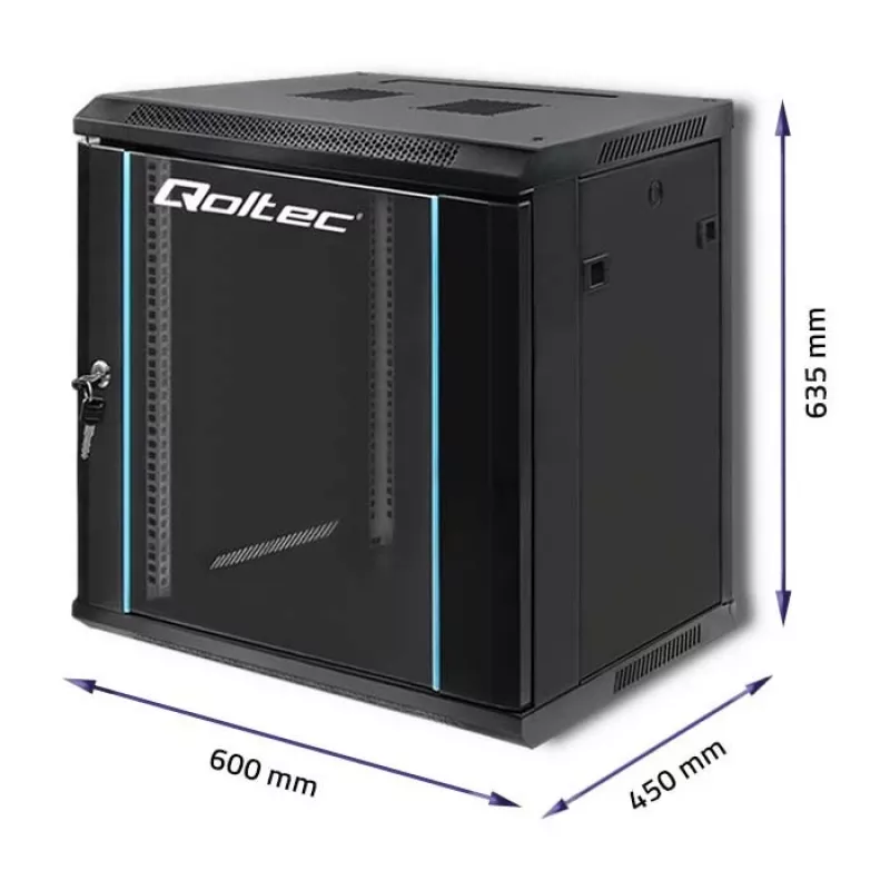 19-Zoll-Rackschrank QOLTEC 54464 12U 600x635x450 Schwarz