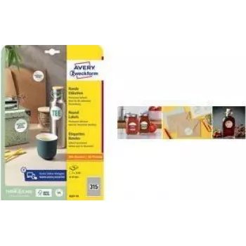 Avery runde weiße Etiketten L3415-10 40 x 40 mm – 10 Blatt Packung