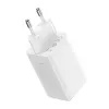 Wandladegerät Baseus GaN5 Pro 65W — USB + 2×USB-C (QC3.0, PD3.0) mit 1m USB-C-Kabel, weiß