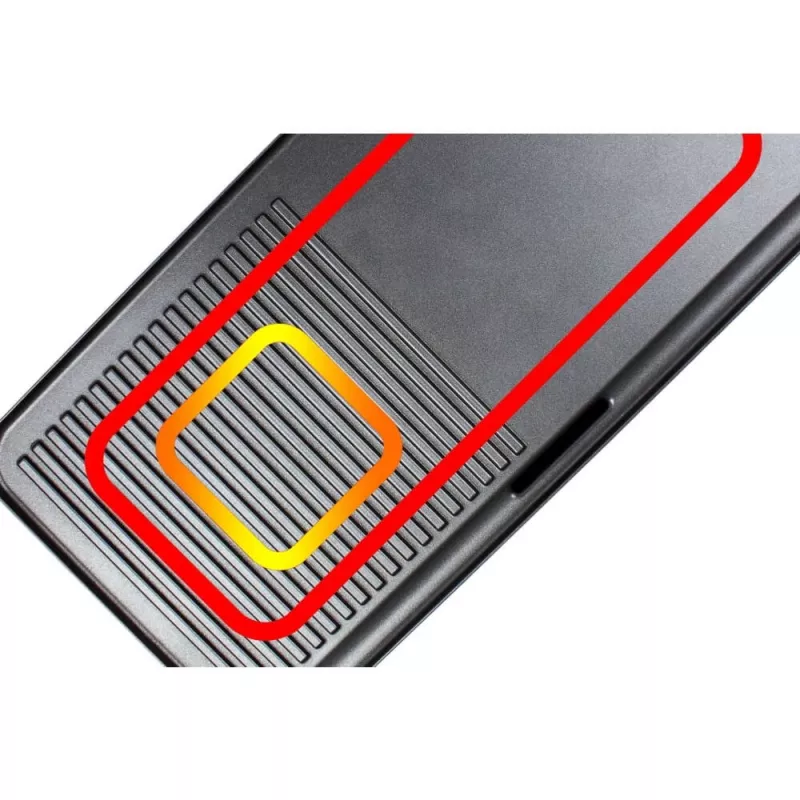 Elektrischer Tischgrill Rommelsbacher BBQ 2003 — 1900 W, 50×25 cm, gerippt + Teppanyaki, stufenloser Thermostat, silber/schwarz