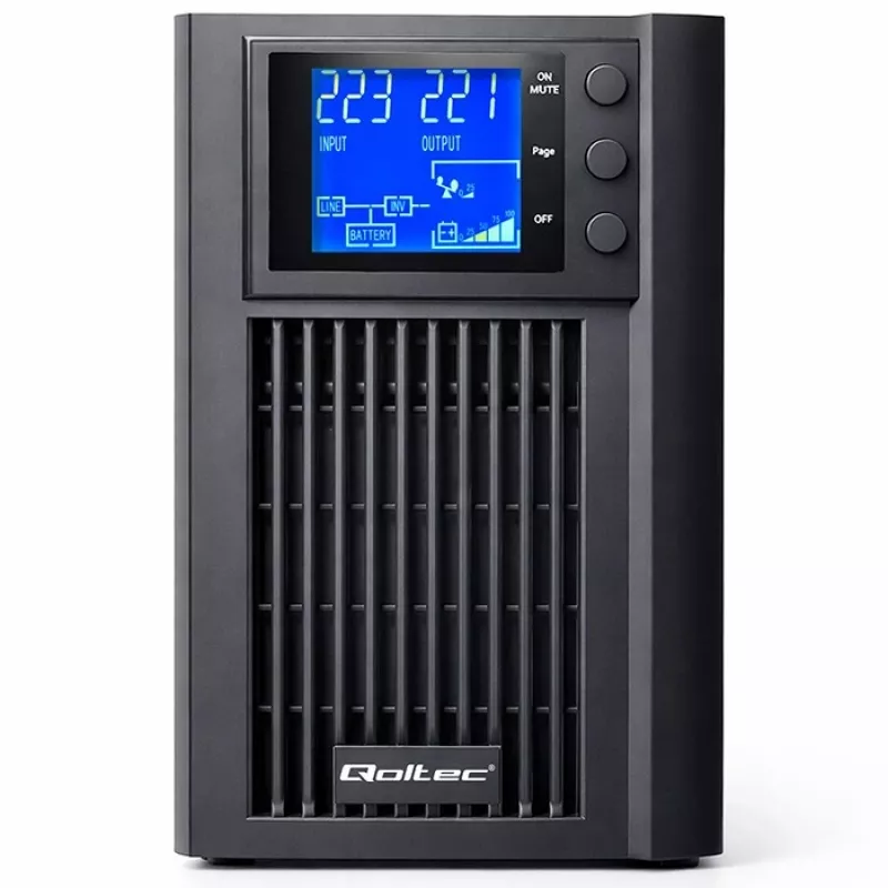 UPS QOLTEC Pure Sine Wave 1kVA 800W mit AVR und LCD-Anzeige
