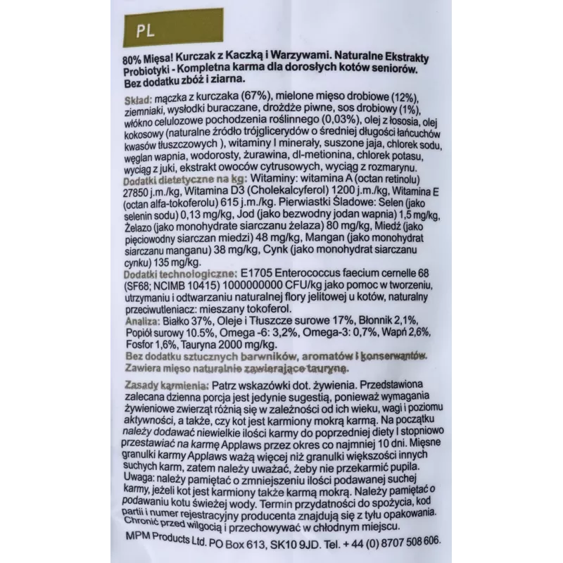 APPLAWS Senior Chicken - Trockenfutter für Katzen - 7,5kg
