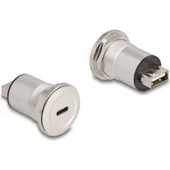 DeLOCK 88193 Steckdose USB A + USB C Schwarz Silber USB 2.0