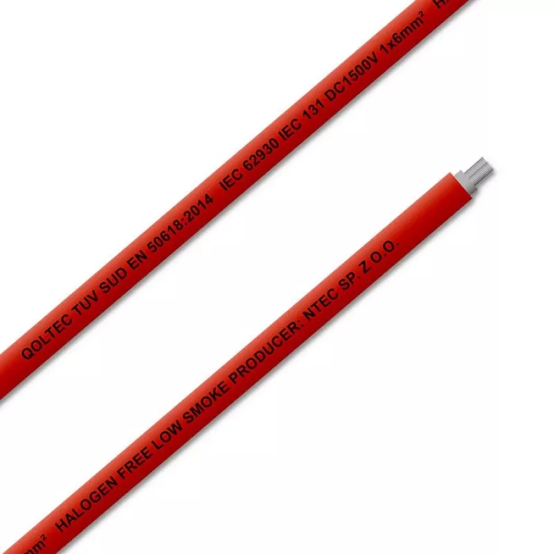 Solarkabel QOLTEC 53852 6 mm², 100-m-Rolle, rot