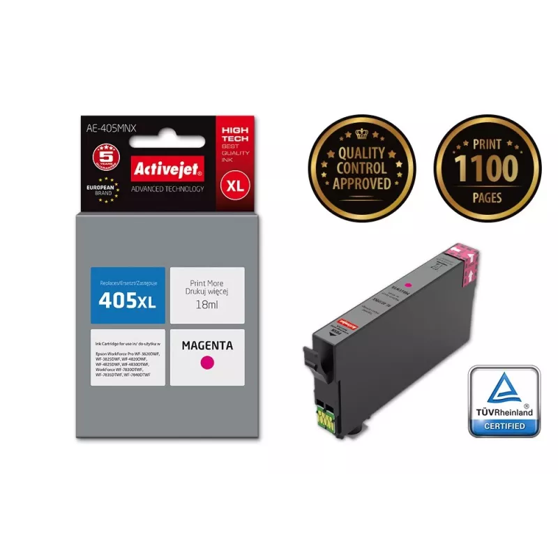 Activejet AE-405MNX Tintenpatrone (Ersatz für Epson 405XL C13T05H34010; Supreme; 18 ml; Magenta)