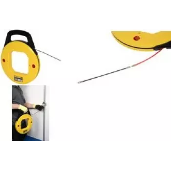 Kabelziehgerät mit Trommel C.K Tools 495054 — 30 m Nylonstab, 4 mm Durchmesser, flexible Führungsspitze, rot