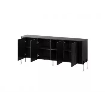 Kommode cama meble VERA 190x40x80 cm, schwarz matt, Spanplatte, 16 mm Rahmen