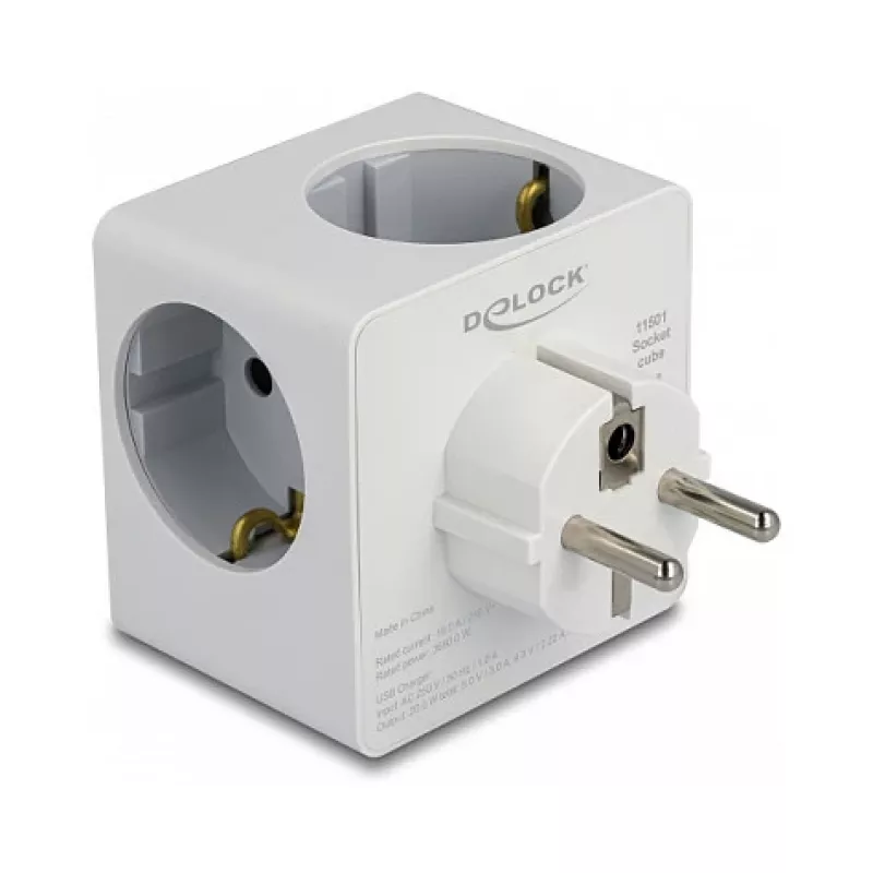 DeLOCK 11501 Netzstecker-Adapter Typ F Weiß 3A USB-Ports