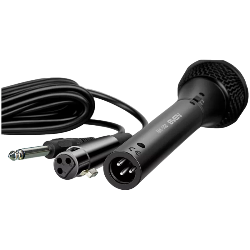 Mikrofon SVEN MK-100 (Kabelgebunden, dynamisch, Metall, Kabel 4,0 m, 6,3/3,5 mm Klinke, Niere, schwarz)