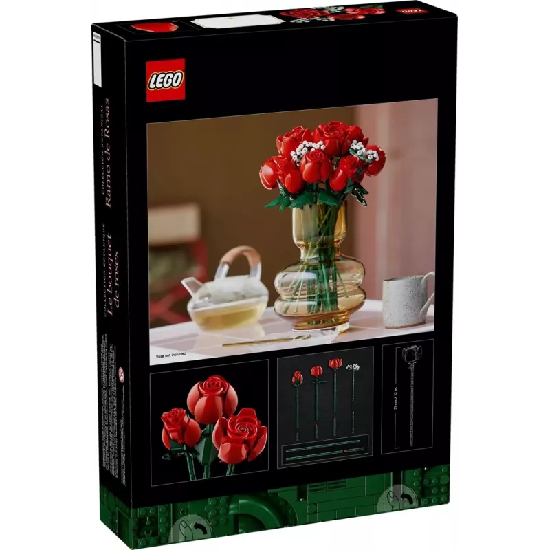 LEGO Icons Blumenstrauß aus Rosen Künstliche Blumen Set für Erwachsene Botanische Sammlung Wohnaccessoires Valentinstag Geschenk für Frauen