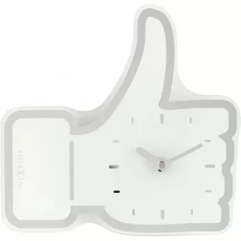 NeXtime Uhr 5185wi Mini Thumbs Up, 20,5x21 cm, Wand, Weiß/Silber