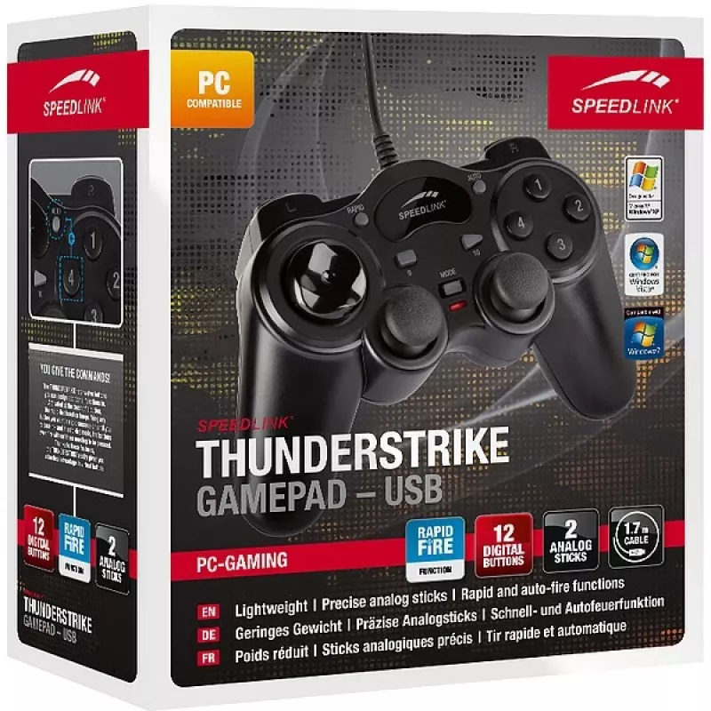 Speedlink THUNDERSTRIKE SL-6515-BK Gamepad für PC, Schwarz