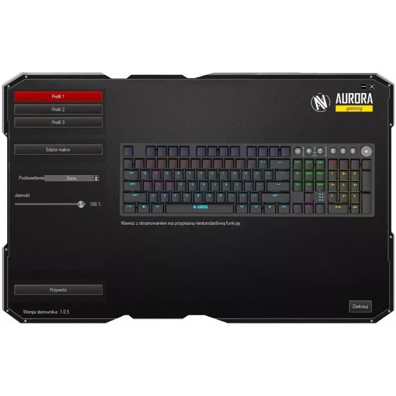 Tastatur IBOX AURORA K-6 — Full-Size QWERTY, RF Wireless + Bluetooth, RGB-Hintergrundbeleuchtung, mechanische Low-Profile-Tasten, Schwarz