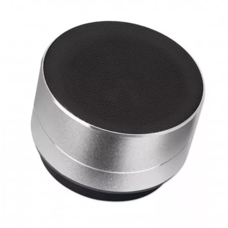 Manhattan Metallic Bluetooth-Lautsprecher, spritzwassergeschützt, Reichweite 10 m, microSD-Kartenleser, Aux 3,5 mm Anschluss, USB-A Ladekabel im Lieferumfang (5V-Ladung), Silber, Drei Jahre Garantie