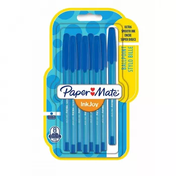 PAPER MATE Kugelschreiber InkJoy 100 Kappe 8 Stück M Blau
