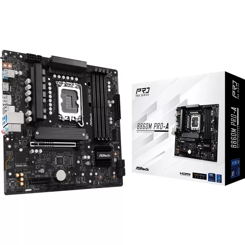 Mainboard ASRock B860M Pro-A micro ATX — Intel B860, LGA 1851, DDR5, 4 DIMM, bis zu 256 GB, 2.5Gb Ethernet