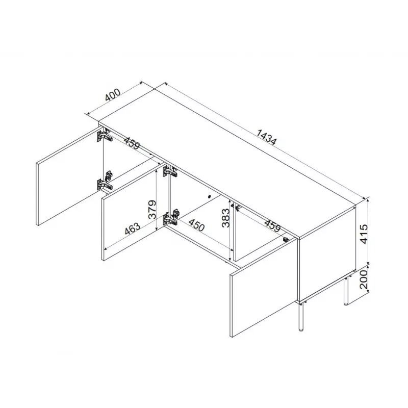Cama INSERTO 3D TV-Schrank 143.5x40x61.5 Kaschmir + LED