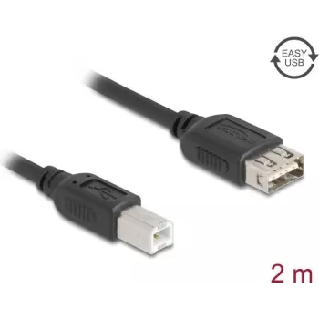 USB 2.0 Kabel DELOCK 81531 — 2 m, USB B auf USB A, schwarz, vergoldete Kontakte