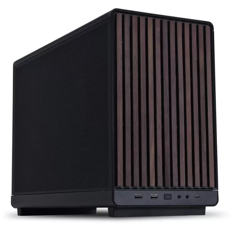 PC-Gehäuse Lian Li A3-mATX Micro Tower — Micro-ITX/Micro-ATX, Wood & Schwarz, unterstützt ATX/SFX/SFX-L-Netzteile