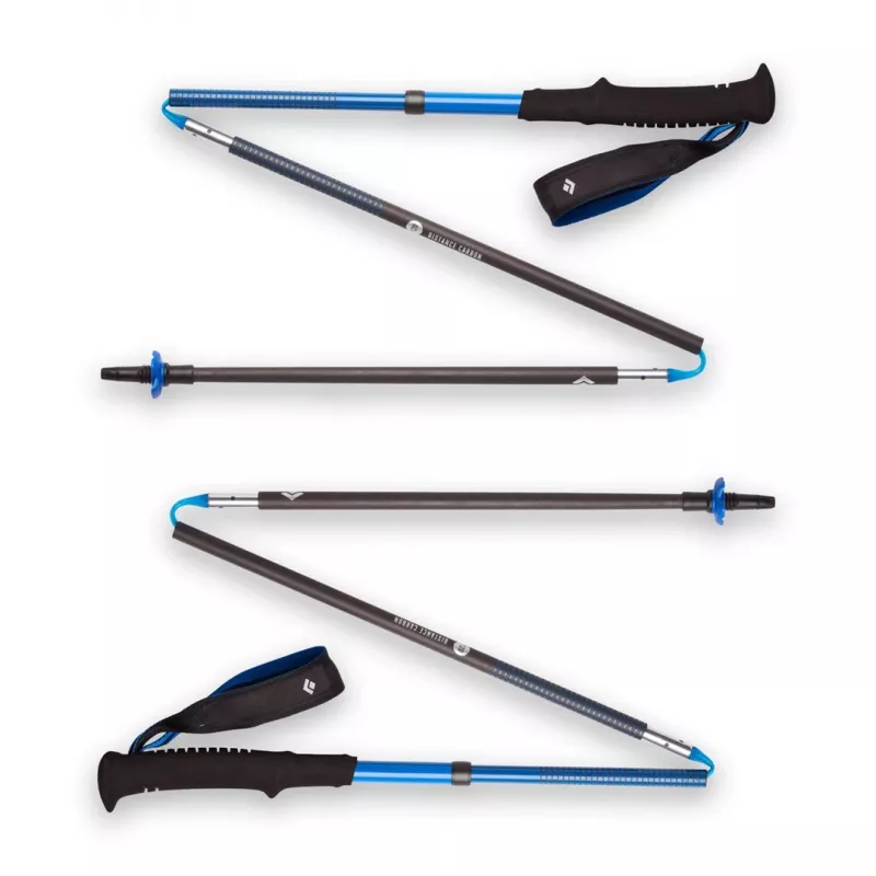 Trekkingstöcke Schwarz Diamond Distance Carbon Z, faltbarer Carbonschaft, 120 cm, 280 g, 3-teilig