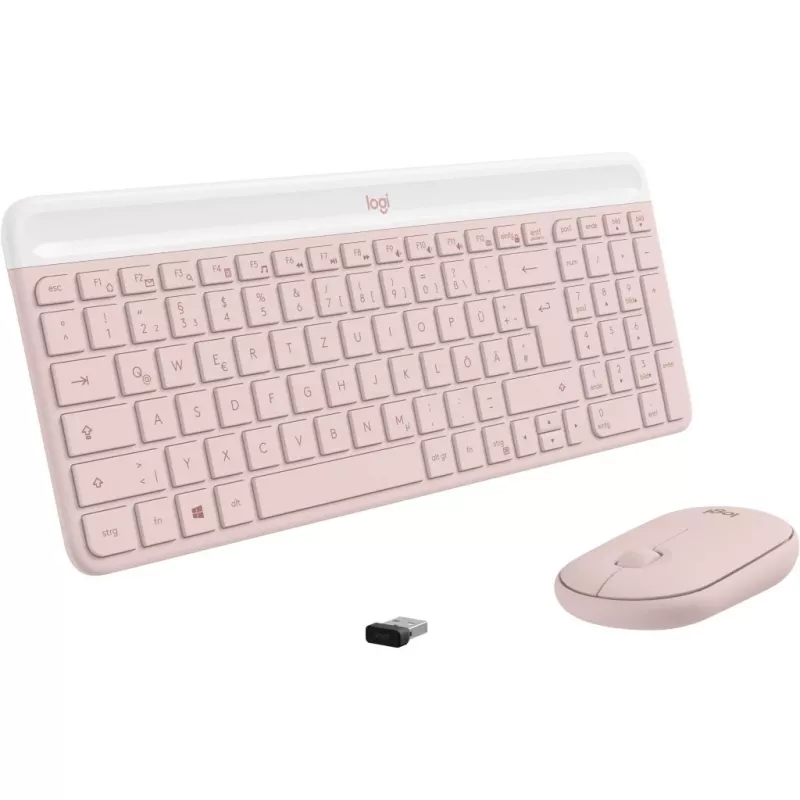 Logitech Slim Wireless Combo MK470 - Tastatur-Maus-Set - Funk - 2,4 GHz - QWERTY - rosé (920-011314)