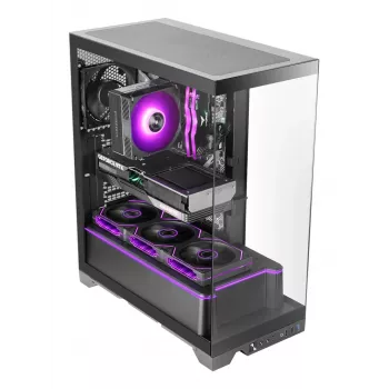 TACENS Mars Gaming MCPRISMA Midi-Tower PC-Gehäuse, Schwarz, gehärtetes Glas, unterstützt ATX/Micro-ATX/Mini-ITX, 2x 3,5-Zoll + 2x 2,5-Zoll Schächte
