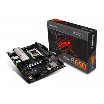 Motherboard Sapphire B650M-E (AMD B650) micro ATX, Sockel AM5, DDR5, 2x DIMM, 96GB, 2x M.2 (PCIe5/4), 4x SATA III, 2,5Gb LAN
