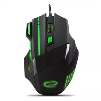 Kabelgebundene Gaming-Maus ESPERANZA EGM201G — rechtshändig, optisch 2400 DPI, 7 Tasten, USB Typ-A, 1,5 m Kabel, schwarz/grün