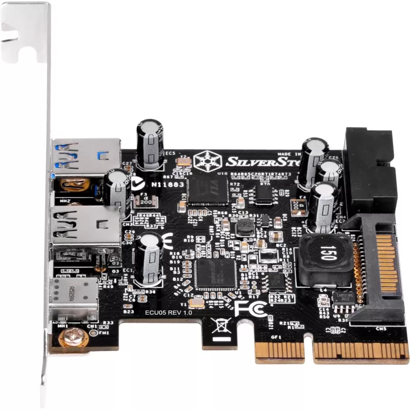 SilverStone ECU05 - USB-Adapter - PCIe 2.0 x2 Low Profile - USB 3.1 Typ C x 1 + USB3.0 x 2 + USB3.0 (intern) x 2 (SST-ECU05)